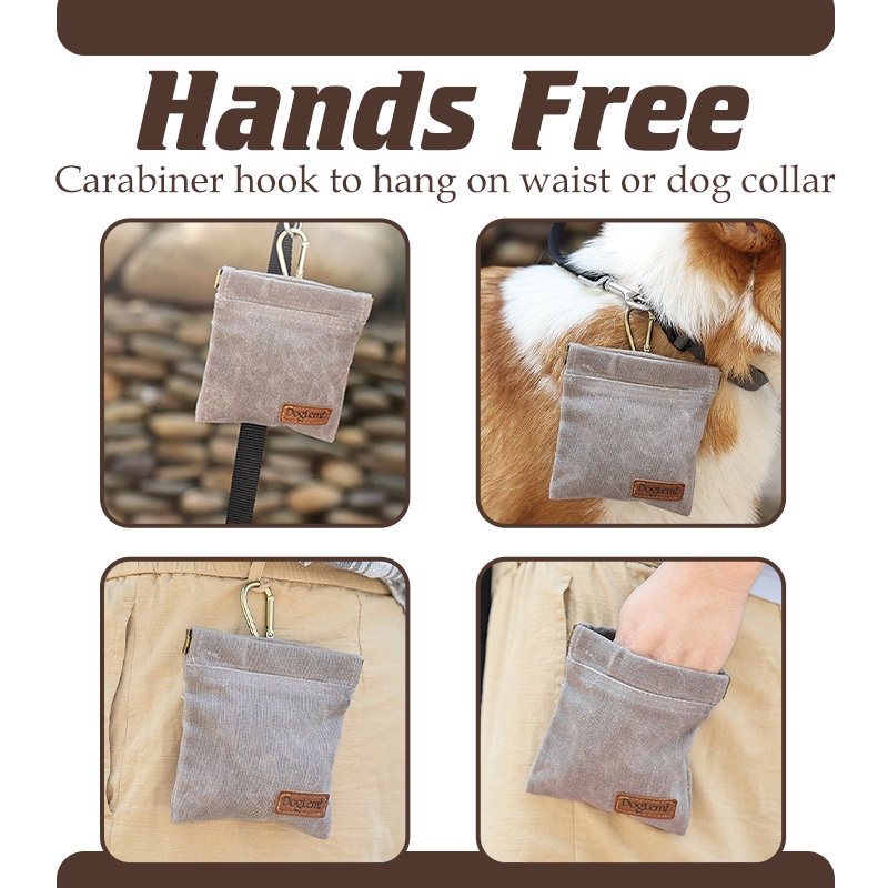HamshMoc Tay Miễn Phí Cho Chó Điều Trị Túi Chống Thấm Nước Cho Chó Ăn Nhẹ Có Carabiner Dễ Dàng Mang Theo Huấn Luyện Túi Ăn Nhẹ Túi Phân Phối Phụ Kiện Cho Chó