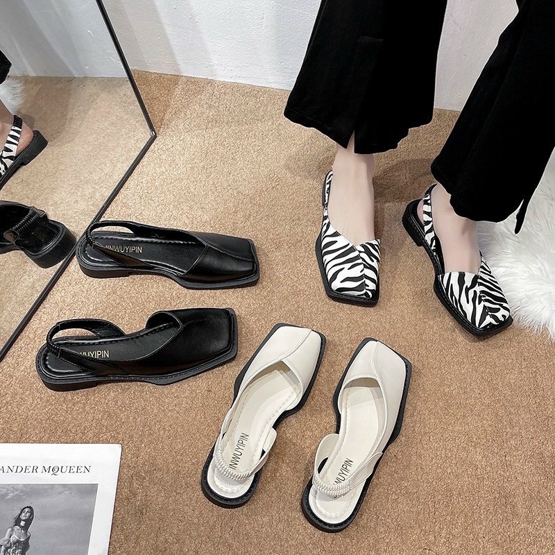Sandal da nữ bít mũi hở gót kiểu dáng hàn quốc ( phom rộng lùi 1 size ...