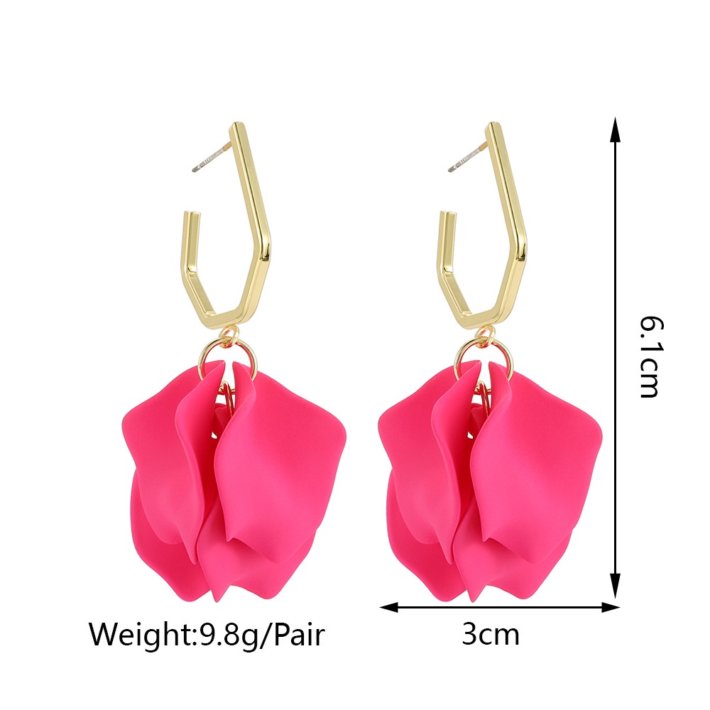 Ảnh Khuyên tai Pinkdudu PD981 chất liệu acrylic dáng dài mặt cánh hoa hồng thời trang cho nữ 2