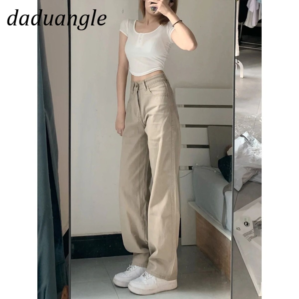 Ảnh Quần jean Daduhey lưng cao dáng rộng thẳng phiên bản Hàn Quốc thời trang cao cấp cho nữ plus size 2