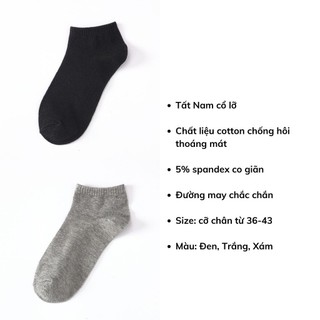 Tất nam cổ lỡ cotton chống hôi chân thoáng mát DEVARI T054