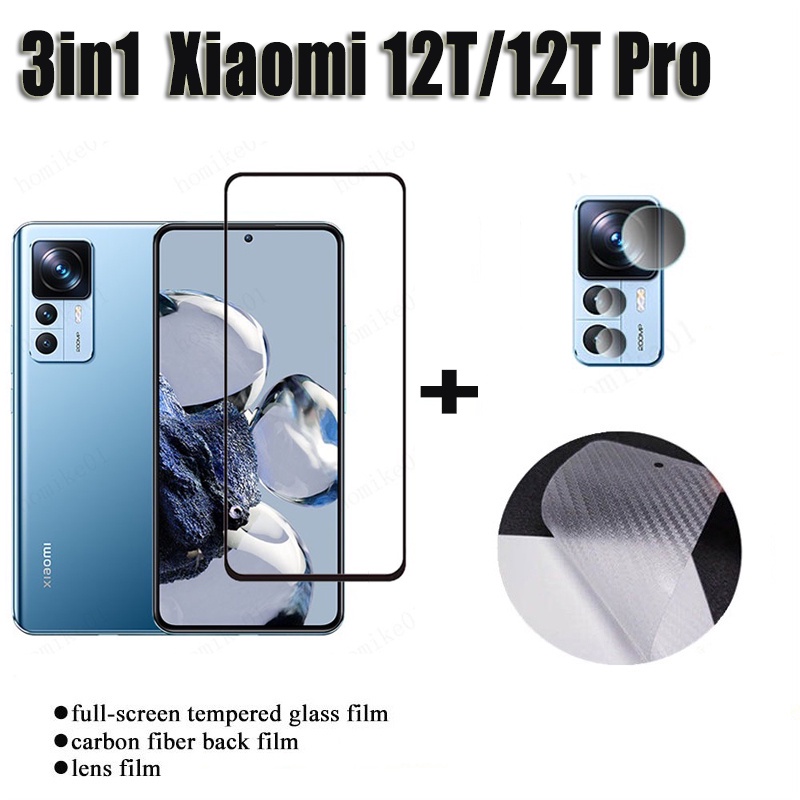 Kính cường lực bảo vệ màn hình 3in1 cho Xiaomi 12T 12 T Pro 12 Lite 5G 11T 11 Lite Phim cường lực Ống kính bảo vệ điện thoại Phim kính Vỏ kính Phim điện thoại