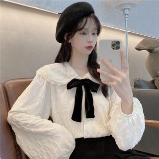 Áo Sơ Mi Tay Dài Cổ Búp Bê Thời Trang Mùa Xuân Dành Cho Nữ