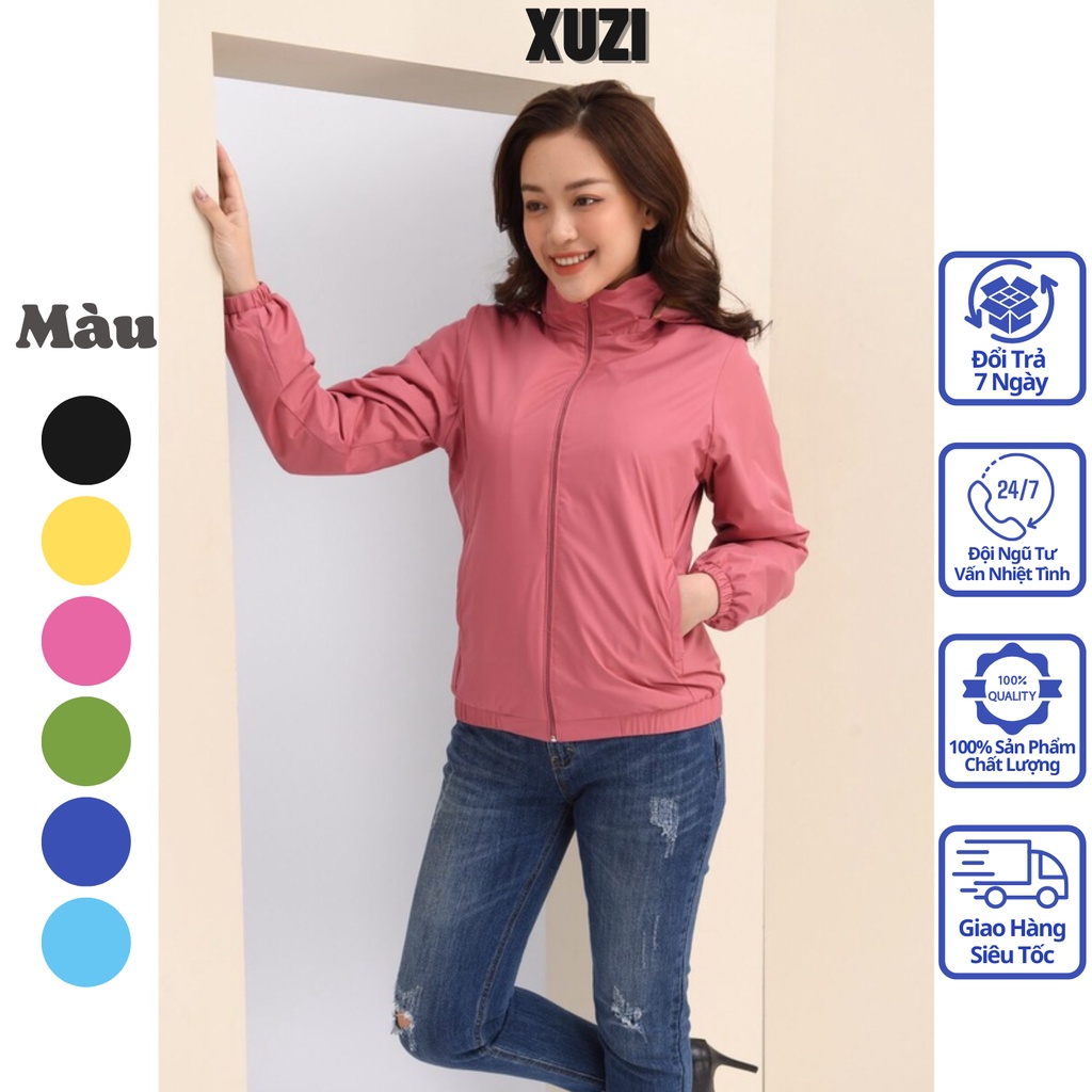 Áo khoác nữ lót lông áo gió dù lót lông cừu toàn thân ấm áp mùa thu đông đẹp chất vải tráng bạc kháng nước của nhà XUZI