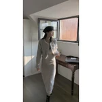 [Sẵn] Set Dạ Tweed Sang Chảnh Áo Khoác Vest Croptop Nữ Ngắn, Chân Váy Dài Chữ A Cạp Cao Kiểu Hàn Quốc Thu Đông SD098 — ảnh 2
