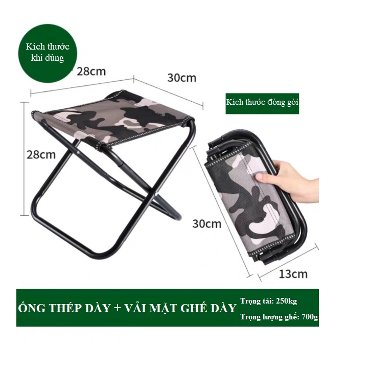Ghế mini gập gọn, Ghế câu cá, du lịch, cắm trại, ngồi chờ tàu hỏa .v.v.