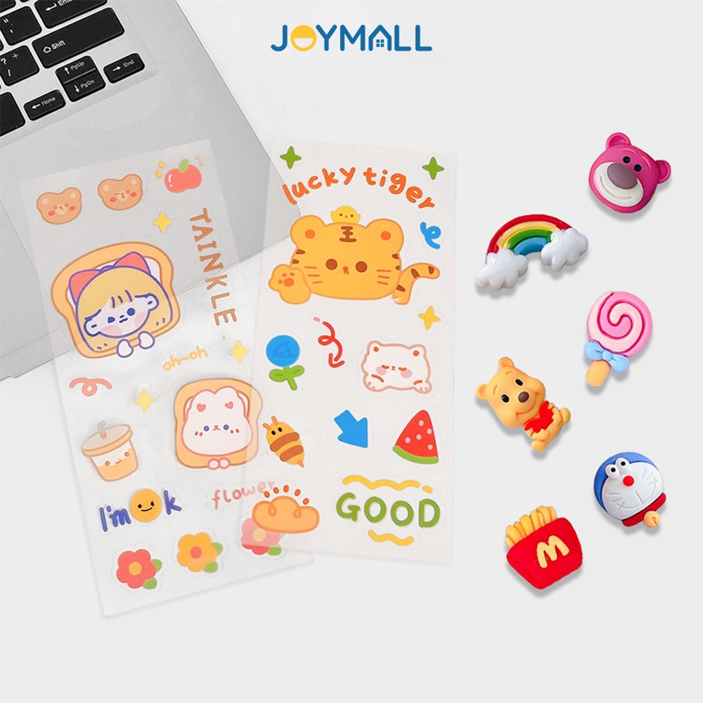 [Quà tặng] Hình dán sticker JoyMall 2D và 3D dễ thương đáng yêu dành cho trang trí ly bình nước LocknLock