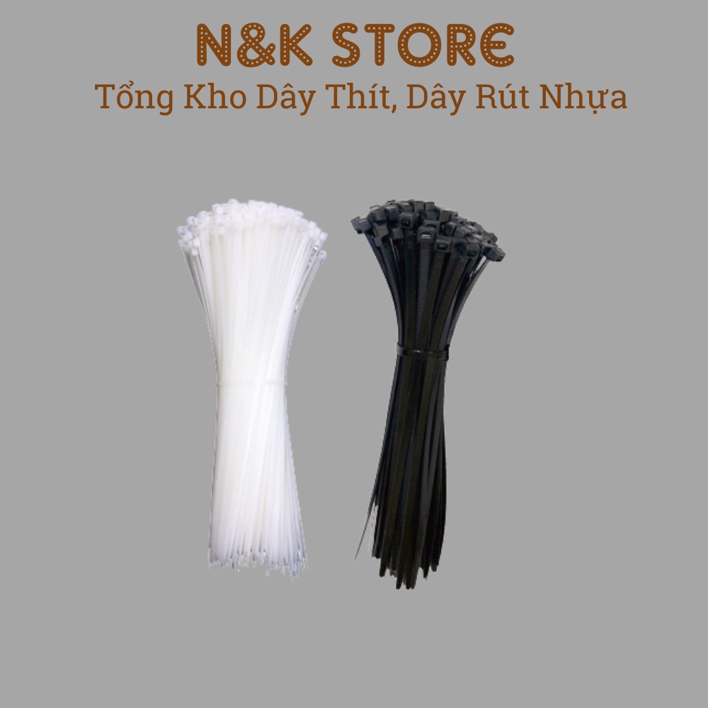 Túi 240c dây thít nhựa 4x250mm, lạt nhựa dài 25cm, dây rút nhựa đen trắng bền dẻo