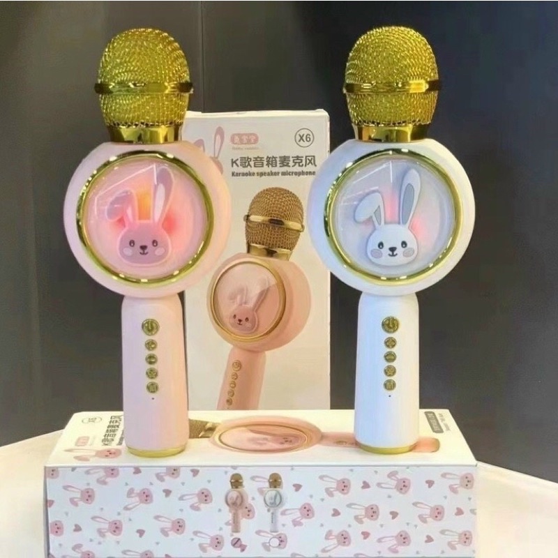 Mic Hát Karaoke Bluetooth/ Micro thỏ X6 Không Dây Thiết kế thông minh