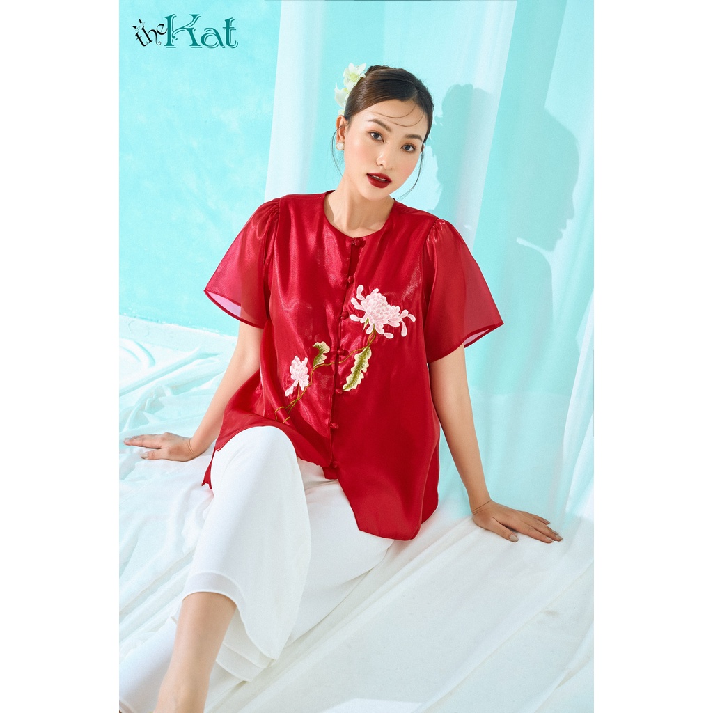 Áo Xuân Cúc The Kat House, vải tơ Organza mịn màng, mỏng nhẹ, thoáng mát