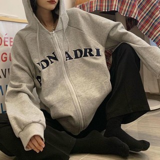 Áo Khoác Nỉ Bông AHDNADRI Form Rộng Unisex Nam Nữ, Áo Hoodie Zip Phong Cách Hàn Quốc Ảnh Thật