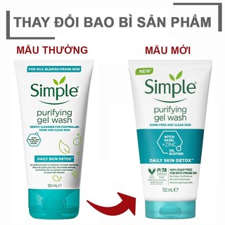 Sữa Rửa Mặt dạng gel Simple Kind To Skin Refreshing Facial Wash Gel