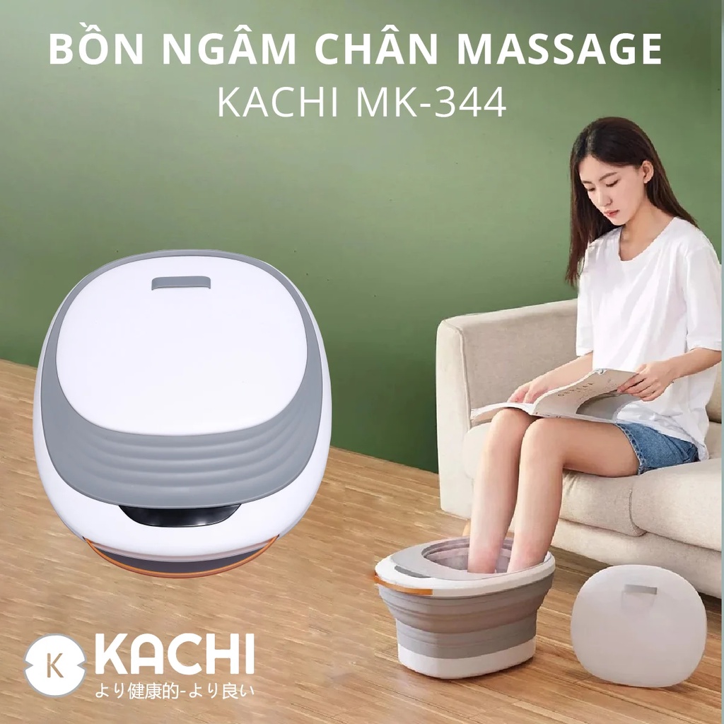 Bồn ngâm chân massage nhiệt hồng ngoại xếp gọn Kachi MK344 tăng lưu thông tuần hoàn máu giúp ngủ ngon