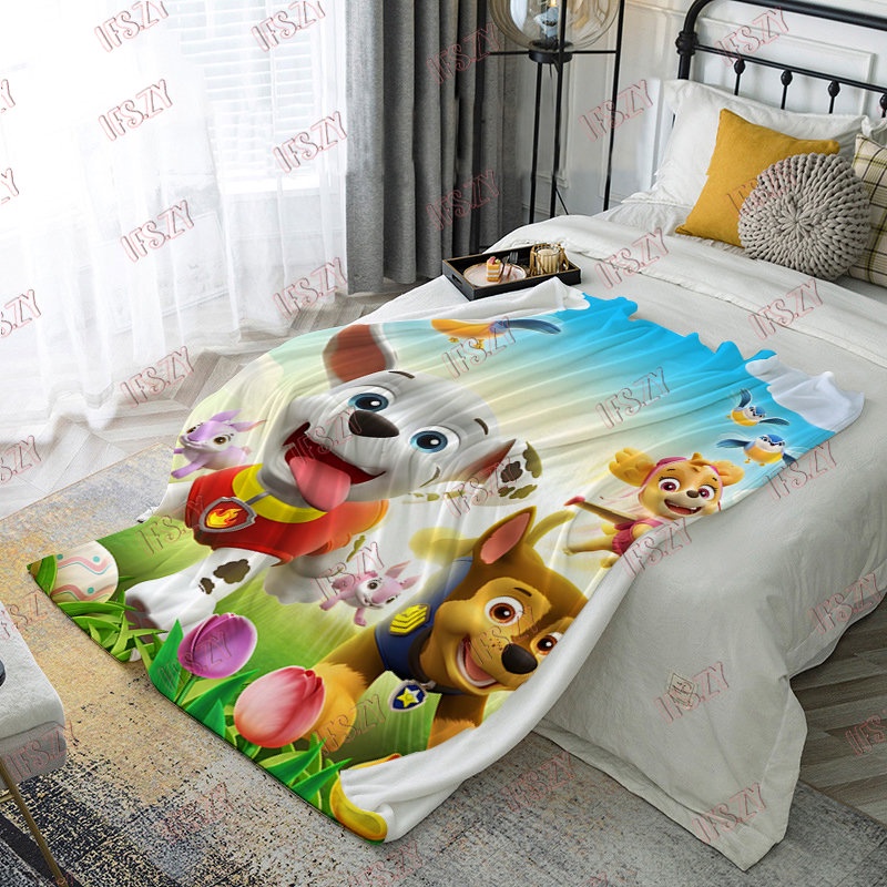 Chăn flannel Đơn Điều Hòa Không Khí In Hình paw patrol 4 Kích Thước Cho Bé