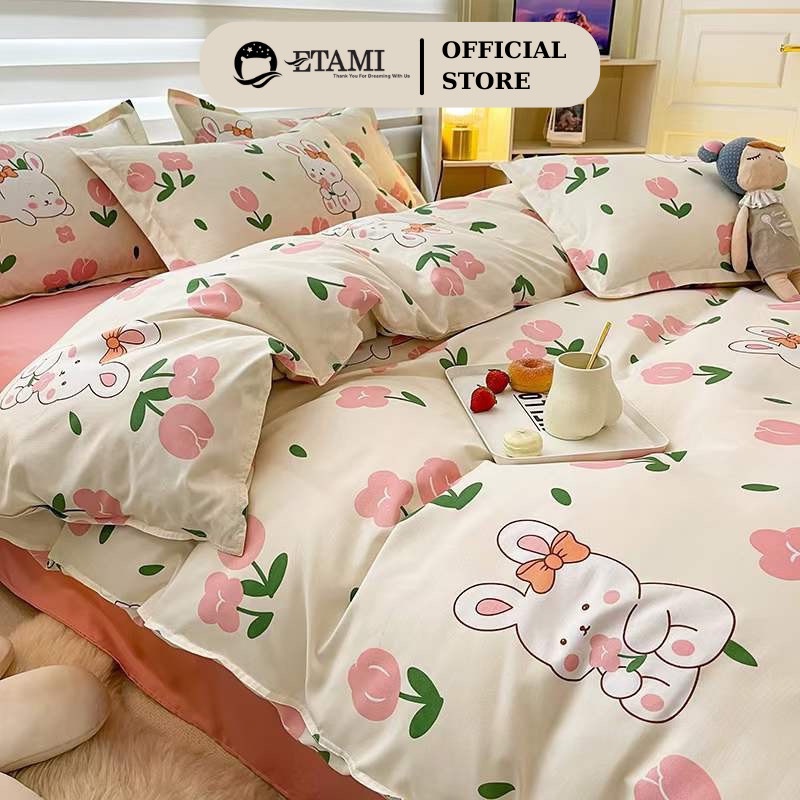 Bộ chăn ga gối cotton poly cute mẫu mới ETAMI miễn phí bo chun ga trải giường
