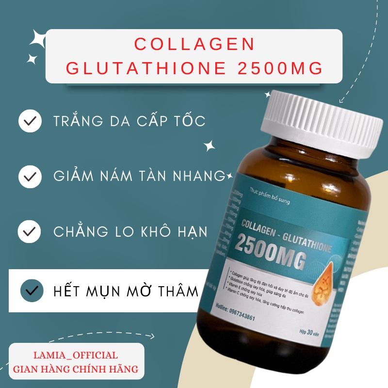 Có những thành phần chính nào trong viên uống collagen glutathione 2500mg?
