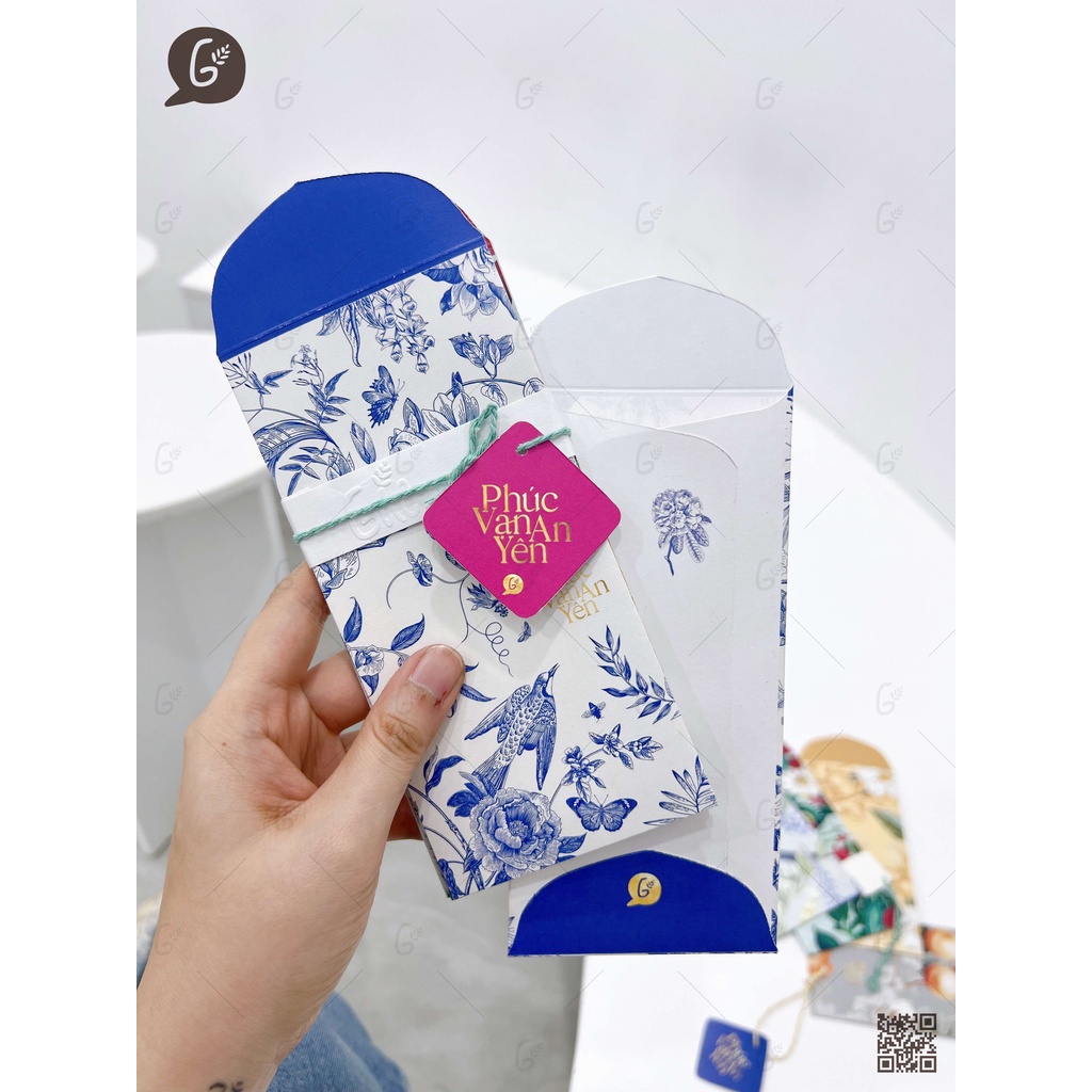 Combo 4 set lì xì Phúc Vinh Khải Hoàn cao cấp Gác xép chất liệu Kraft nhật nhập khẩu họa tiết hoa văn vinatage Tết 2025