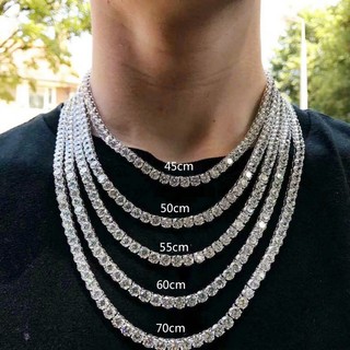 Vòng Cổ Hip Hop Đính Kim Cương Toàn Bộ Bóng Chuyền Tennis Bóng Chuyền Âu Mỹ Rap Cho Nam ins