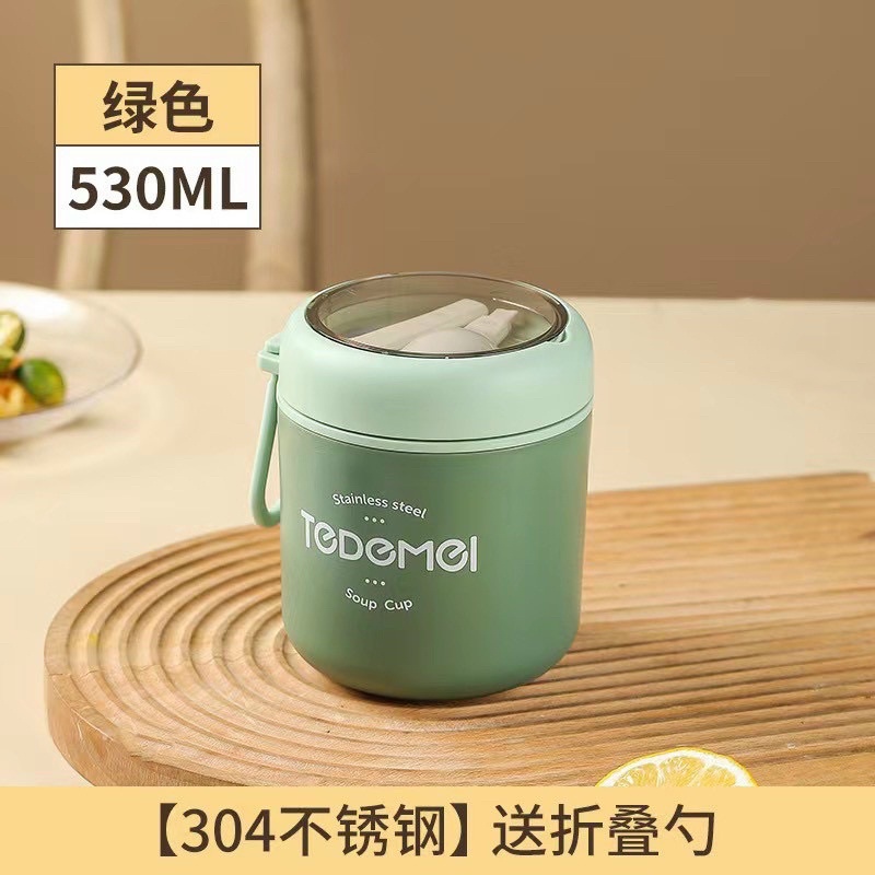 Bình ủ cháo inox 304 TEDEMEI tặng kèm túi giữ nhiệt cho bé trai bé gái hình gấu