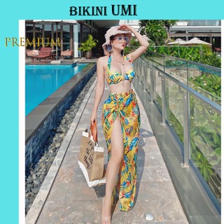 BỘ BIKINI HỌA TIẾT LÔNG VŨ KÈM KHĂN CAO CẤP-BIKINI STORE