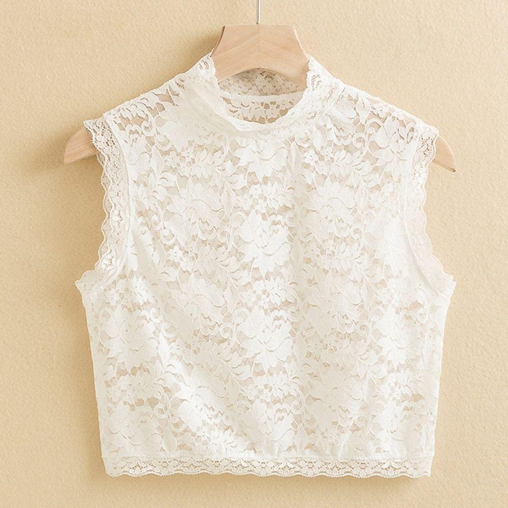 VVDZA Áo Len Vintage với Ren Cổ Điển Tháo Rời