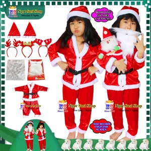 BỘ ĐỒ NOEL CHO BÉ CHẤT VẢI NHUNG CAO CẤP TỪ 1 - 10 TUỔI - QUẦN ÁO ÔNG GIÀ NOEL MẶC ĐI CHƠI CHỤP ẢNH