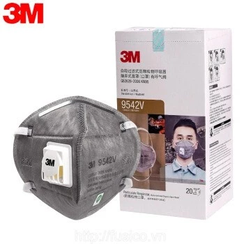 (Dây đeo đầu) Khẩu trang than hoạt tính có van thở nhập 3M 9542 9542v chống virus, kháng khuẩn,chống bụi siêu mịn