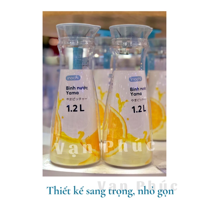 Ảnh Bình đựng nước Inochi Yama 1.3L, nhựa không mùi hôi, bình đựng nước lạnh, bình nước mát 1
