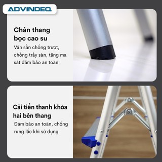 Thang nhôm gấp gọn chữ A ADVINDEQ ADL806 4 bậc - 5 bậc - 6 bậc - Tải trọng 150kg - Đế cao su