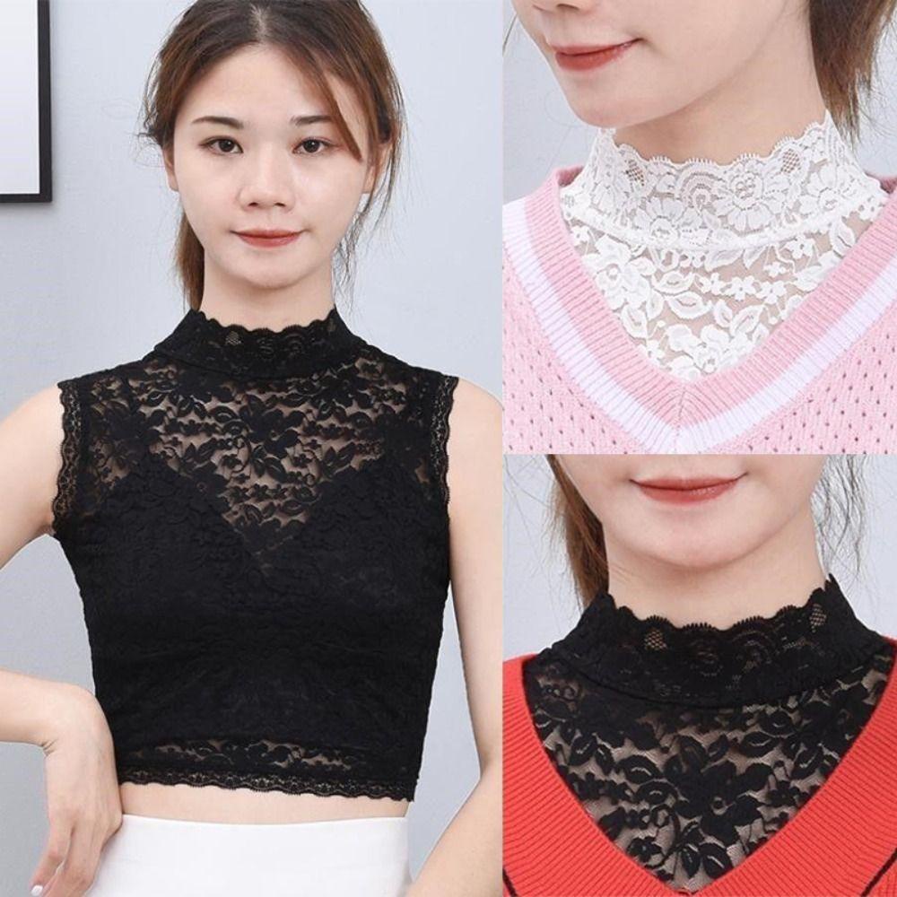 VVDZA Áo Len Vintage với Ren Cổ Điển Tháo Rời