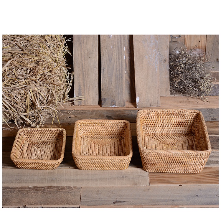 Khay Mây Chữ Nhật Đáy Vát ONGTRE, Khay Đựng Hoa Quả, Bánh Kẹo, Mỹ Phẩm, Khay Decor Handmade, Nhà Hàng, Khách Sạn, Resort