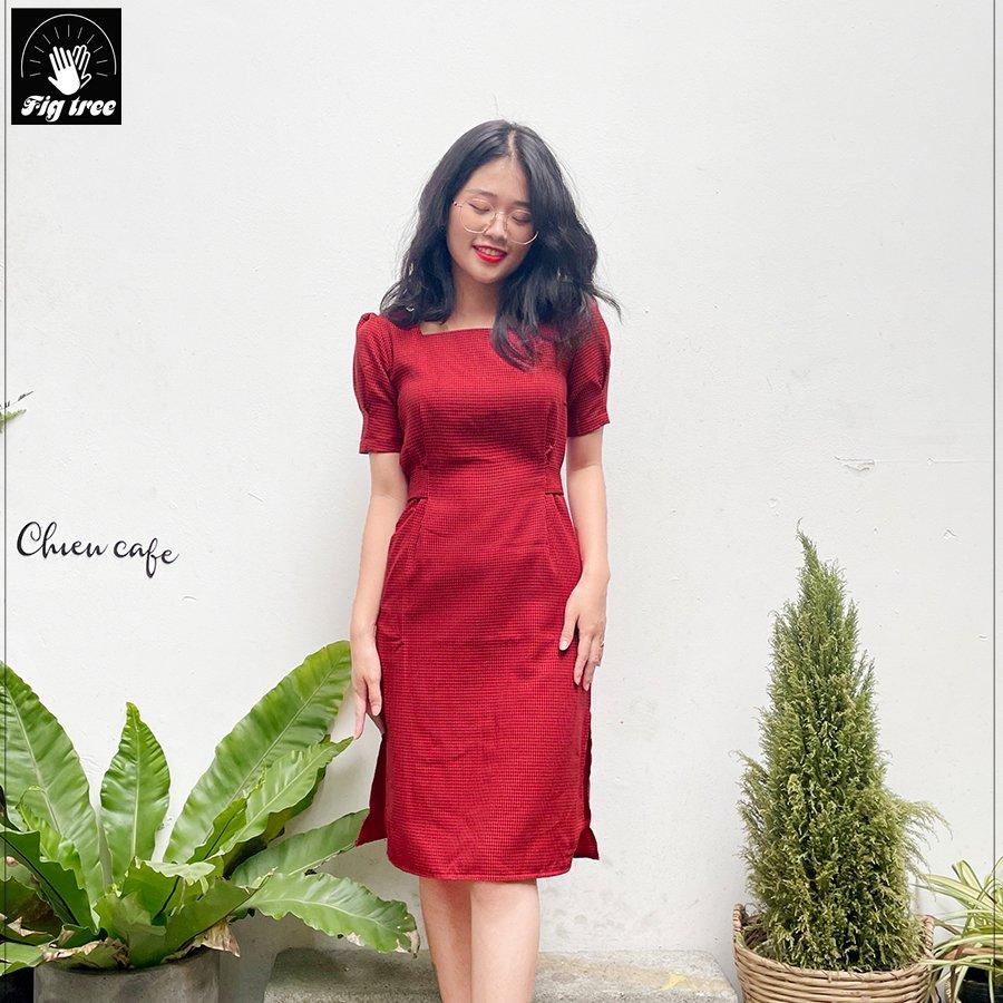 [Ảnh thật] [Có sẵn] Váy nữ suông sọc caro đỏ nhuyễn ( MS :51D) siêu xinh!!!