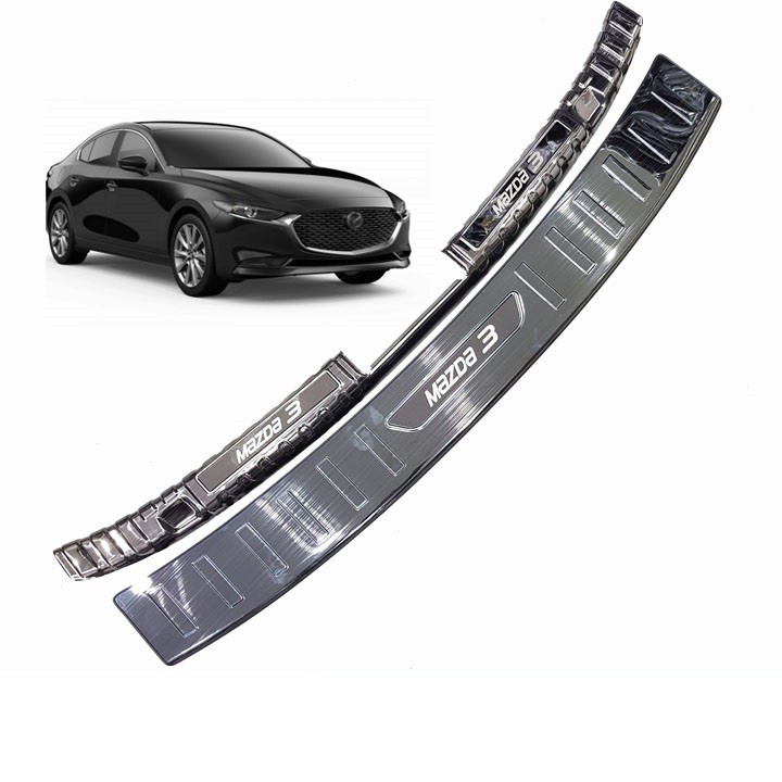 Ốp trầy cốp xe Mazda 3 2021-2023, Chống xước cốp Mazda 3 Chất liệu hợp kim Titan và inox cao cấp