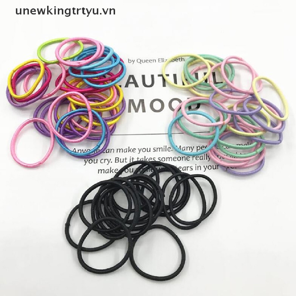 Set 100 Dây Buộc Tóc Co Giãn Nhiều Màu Sắc Dành Cho Bé Gái