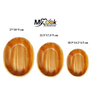 Đĩa gỗ khay gỗ oval lòng sâu MyCook đựng đồ ăn, trái cây, salad, bộ đĩa gỗ decor, trang trí