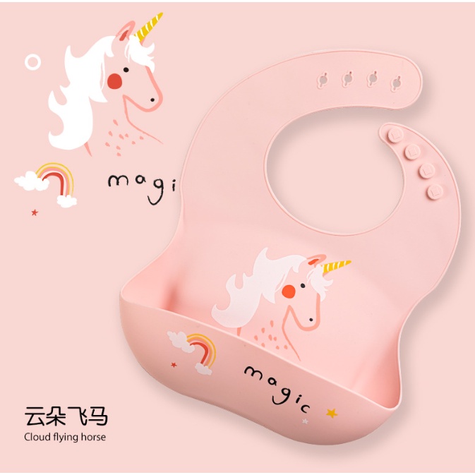 Yếm Ăn Dặm Cho Bé Silicone Có Máng, Yếm Ăn Dặm Silicon Có Máng Siêu Nhẹ Hình Mèo Đáng Yêu Cho Bé