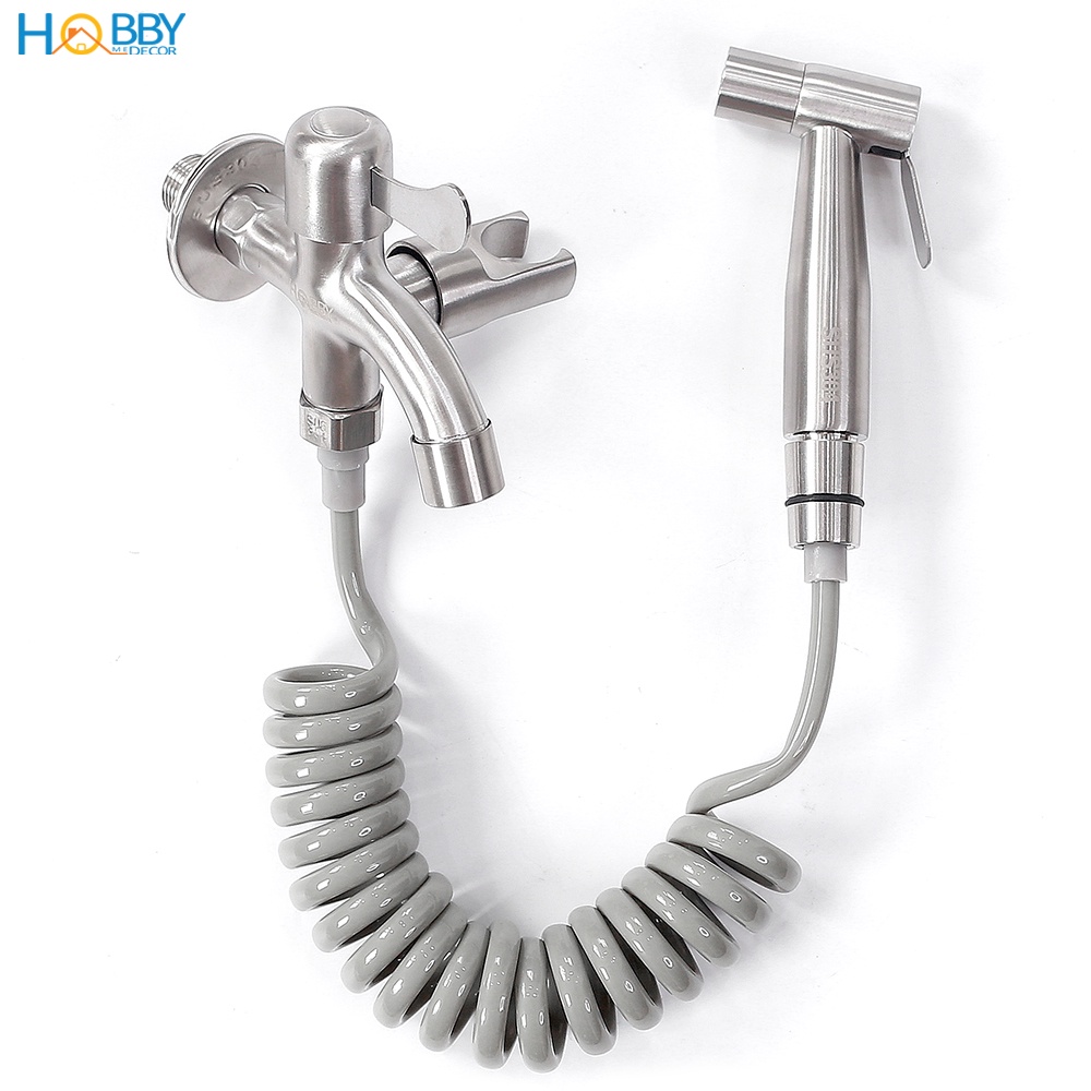 Bộ vòi xịt vệ sinh kèm vòi xả inox 304 dây lò xo Hobby Home Decor GXLX