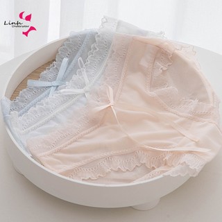 Set quần chip ren viền bèo xuyên thấu mềm mại thoáng mát đinh nơ cao cấp A1 Phương Linh Underwear