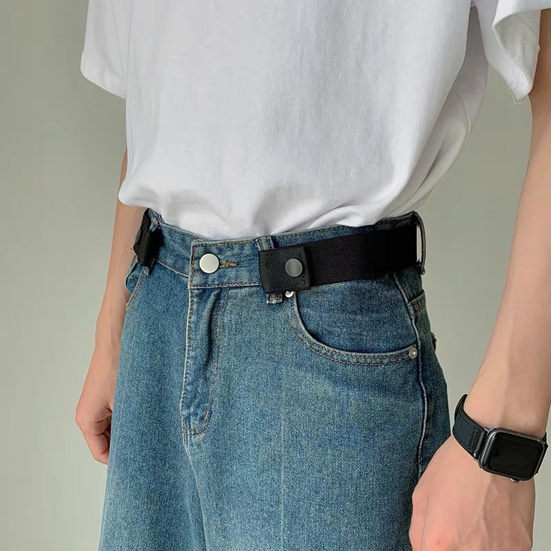 Thắt Lưng Chun Thun Co Giãn Nam Nữ Horizon Cúc Bấm 2 Bên Vải Thun Phối Da Dây Nịt Chun Thun 2 Bên Cài Tiện Lợi Eo Nhỏ