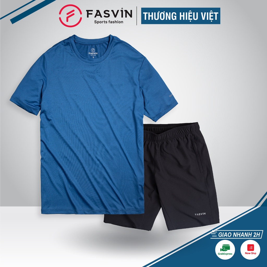 Bộ thể thao nam Fasvin AT22504.HN cổ tròn chất vải mềm nhẹ co giãn thoải mái