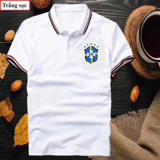 Áo Polo, áo di chuyển, vải mè co giãn 4 Chiều – Có In Logo Đội Tuyển Brazil ( Nhắn shop logo mong muốn in )