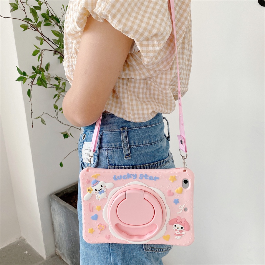 Ốp Lưng Cho iPad 11th (A16) 2025 iPad Air 11 "2025 M3 / 2024 M2 Xoay Đứng Dây Đeo Keo Mềm Vỏ Máy Tính Bảng An Toàn Trẻ Em Vỏ Chống Sốc