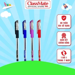 Bút Gel CLASSMATE Ngòi 0.5mm, Có 4 Màu Lựa Chọn Xanh Đen Tím Đỏ, Mực đều Nét trơn, Ngòi Kim, Dành Cho Học Sinh CL-GP101
