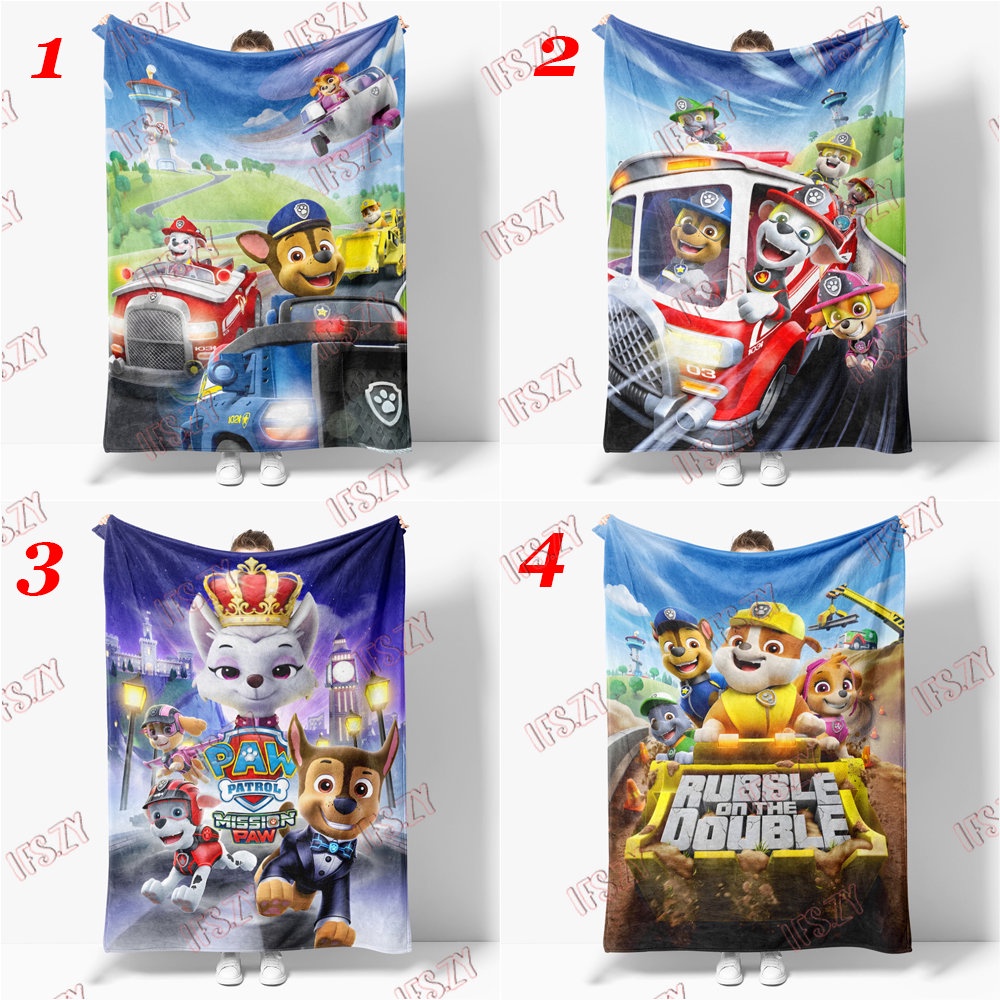 Chăn flannel Đơn Điều Hòa Không Khí In Hình paw patrol 4 Kích Thước Cho Bé