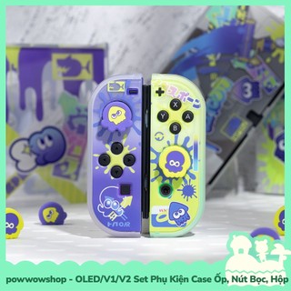 [Sẵn VN - Hỏa Tốc] Oled/V1/V2 Set Phụ Kiện Case Ốp, Nút Bọc, Hộp Băng Dành Cho Nintendo Switch Splatoon 3 Transparent