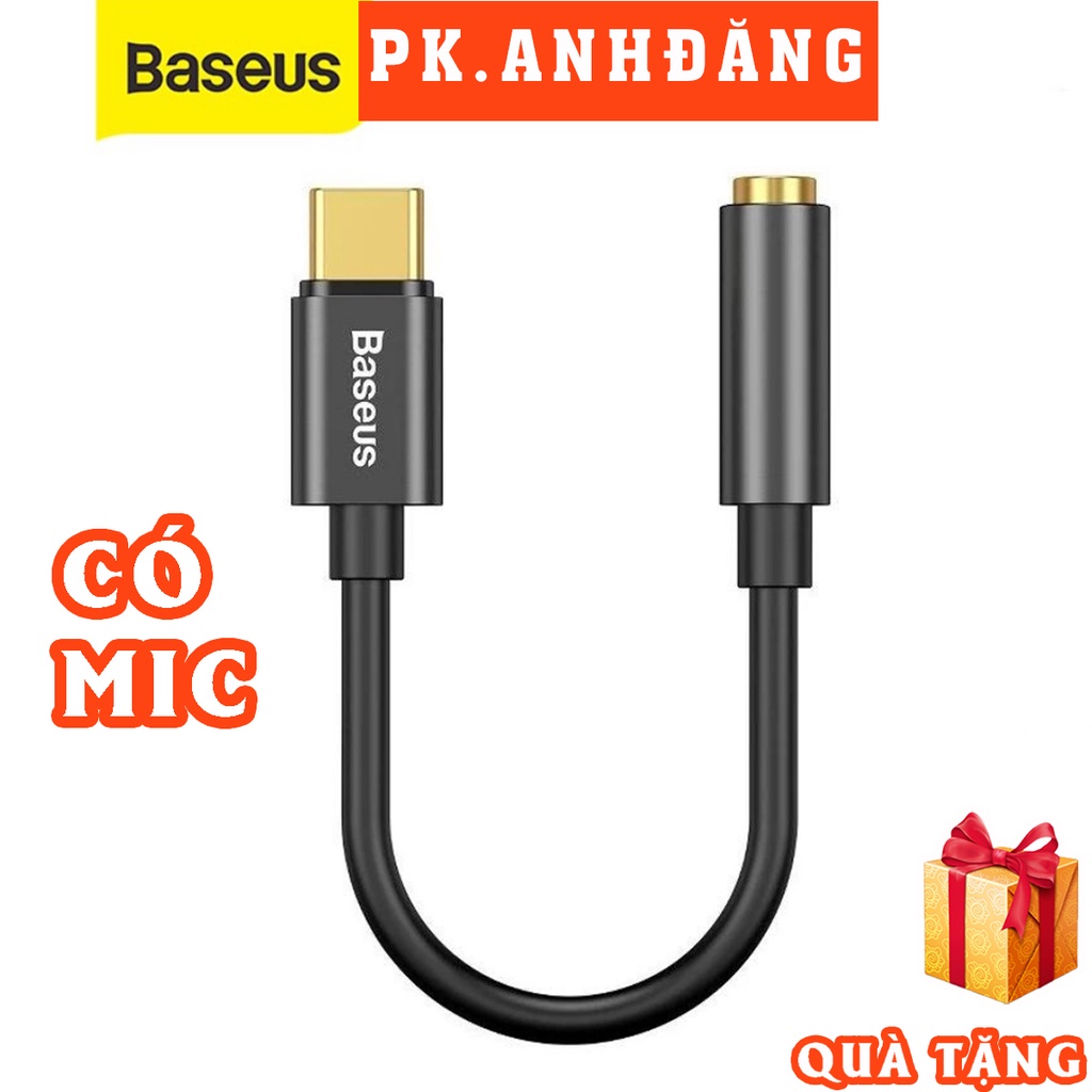 Jack chuyển đổi tai nghe type c sang 3.5 có mic đàm thoại Baseus - đầu chuyển typec ra 3.5mm