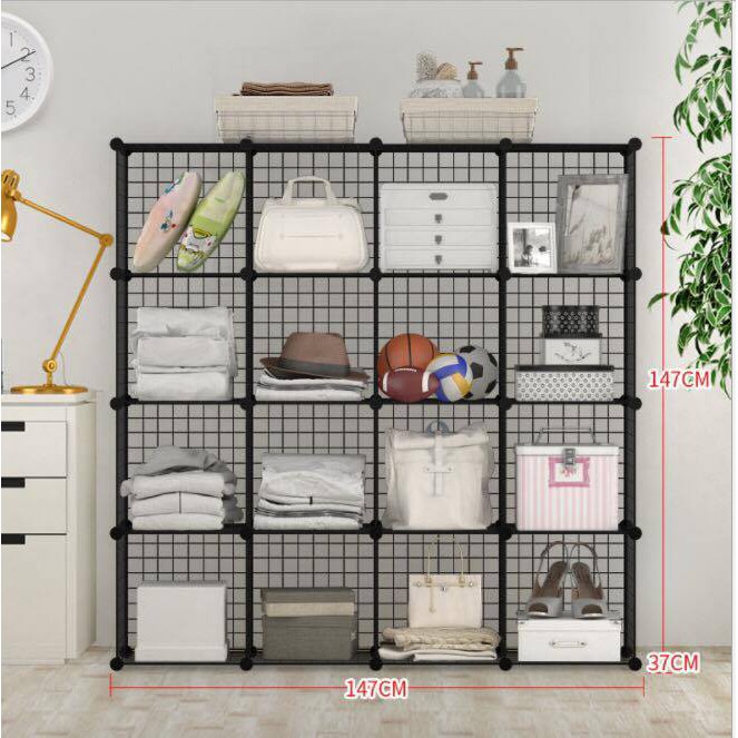 Tủ Lưới Đa Năng – Lắp Ghép Linh Hoạt, Lưới Sắt & Tấm Nhựa, Tặng Chốt, Tiện Dụng