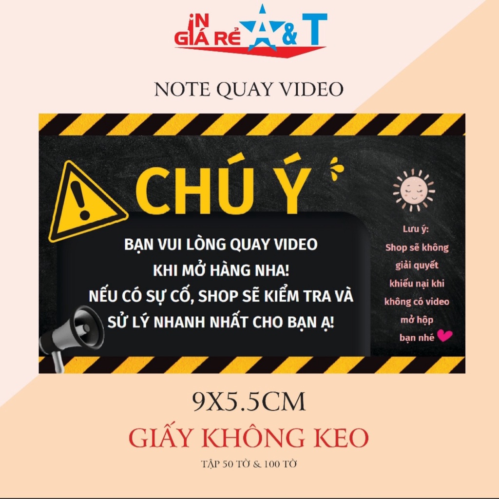 NOTE QUAY VIDEO KHUI HÀNG, GIẤY NOTE VIDEO Không keo