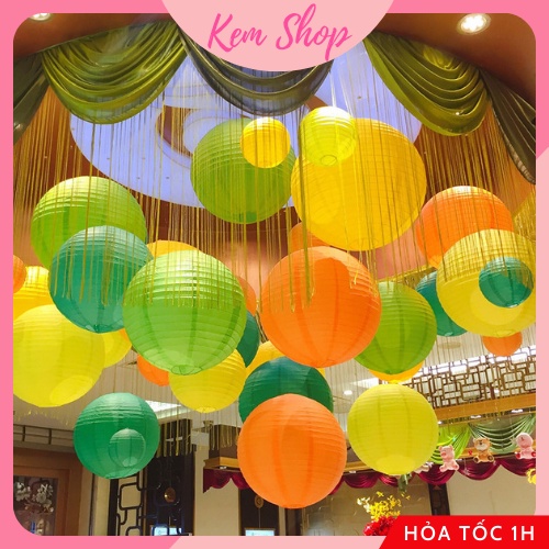 Đèn lồng giấy tròn nhiều màu trang trí Trung thu, lễ Tết năm mới - Kem Shop K39