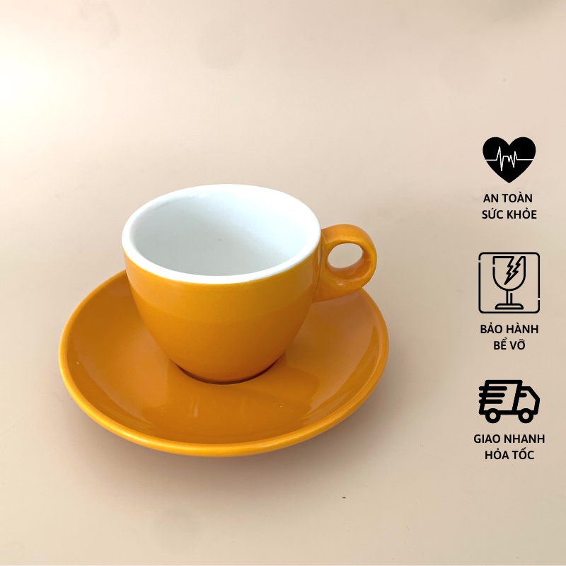 Tách cafe Cappuccino 200ml kèm đĩa lót cùng màu - Sứ Dílo - Vỡ 1 đổi 1